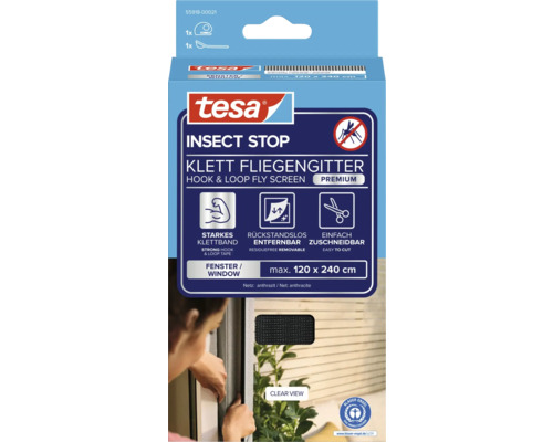Emballage de moustiquaire Velcro Tesa Insect Stop pour fenêtres jusqu'à 120 x 240 centimètres maximum