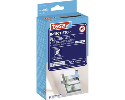 Tesa Insektenschutz Fliegengitter für Dachfenster, Größe 120 x 140 cm