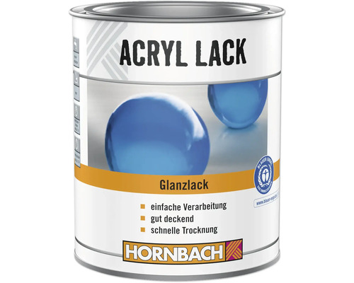 Dose Acryllack Glanzlack mit Blauer Engel Siegel und Hornbach Logo