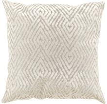 Coussin décoratif avec motif géométrique en losanges et surface texturée.
