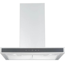 Wandhaube aus Edelstahl mit Touch-Bedienfeld und LED-Beleuchtung.