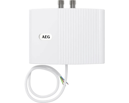 AEG Kleinspeicher mit zwei Anschlüssen und Zuleitung.
