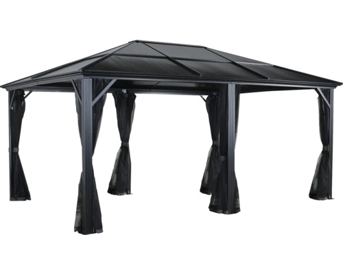 Pavillon mit Dach und Vorhängen