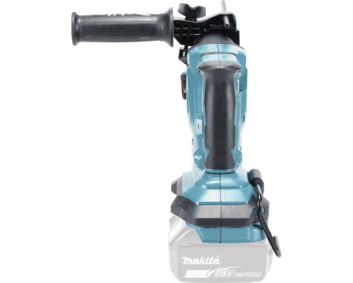 Makita Akku-Bohrhammer 18 Volt LXT mit Seitengriff und Haupthandgriff in der Rückansicht.