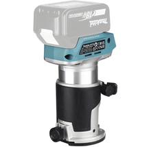 Affleureuse à batterie Makita DRT50 avec moteur sans balais, système Lithium-Ion 18 Volt et boîtier métallique.