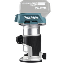 Affleureuse sans fil Makita 18 Volt LXT avec corps en aluminium et variateur de vitesse.
