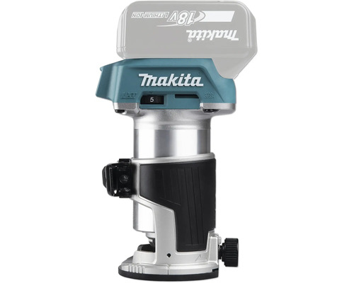 Affleureuse sans fil Makita 18 Volt LXT avec corps en aluminium et variateur de vitesse.