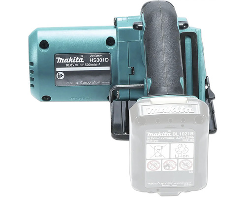 Scie circulaire sans fil Makita HS301D avec batterie lithium-ion 12 Volt et lame de 85 millimètres de diamètre.