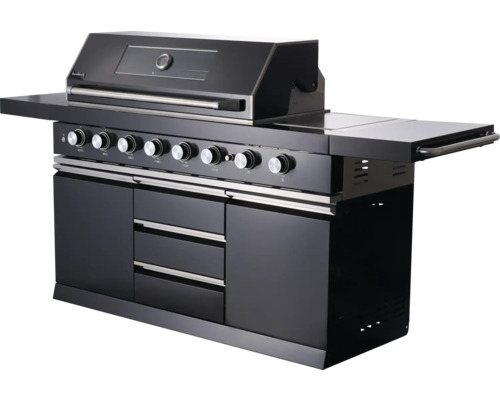 Barbecue à gaz avec tiroirs et étagère latérale