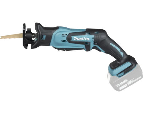 Scie sabre sans fil Makita 18 Volt avec batterie et lame de scie.