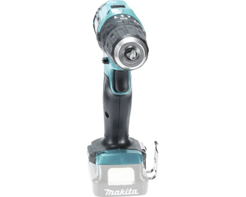 Makita Akku-Bohrschrauber mit Schnellspannbohrfutter, Gürtelclip und Makita Logo.