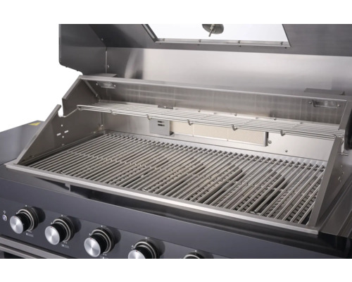 Gril en acier inoxydable avec grille et boutons rotatifs
