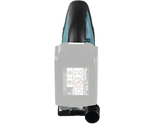 Batterie Makita BL1860B de 18 Volts et 6 Ampères-heures sur un outil électrique avec des symboles d avertissement et de recyclage.