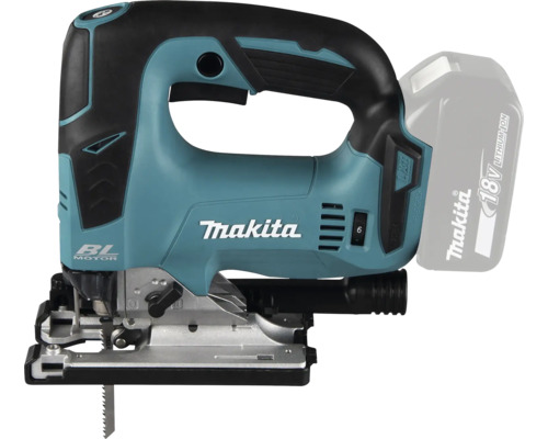 Scie sauteuse sans fil Makita avec batterie 18 Volt et moteur sans balais.
