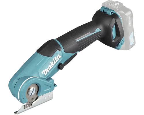Makita Akku-Multischneider mit 12 Volt Lithium-Ionen Akku und Rundklinge für Karton und Teppich.