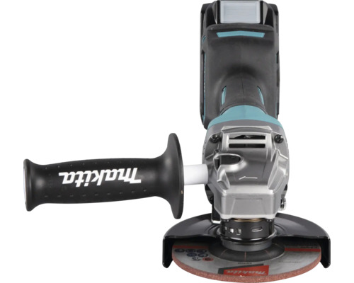 Meuleuse d'angle sans fil Makita avec poignée latérale, capot de protection et disque à tronçonner