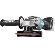 Meuleuse d angle sans fil Makita avec moteur sans balais, poignée latérale et disque de meulage.