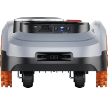 Vue arrière d'un robot tondeuse avec vision et lidar