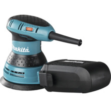 Makita Exzenterschleifer in Blau und Schwarz mit Staubbox.