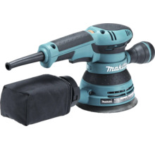 Ponceuse excentrique Makita BO5041 avec sac à poussière et poignée supplémentaire.