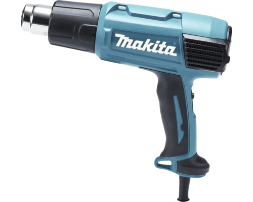 Décapeur thermique Makita en bleu et noir avec buse en métal.