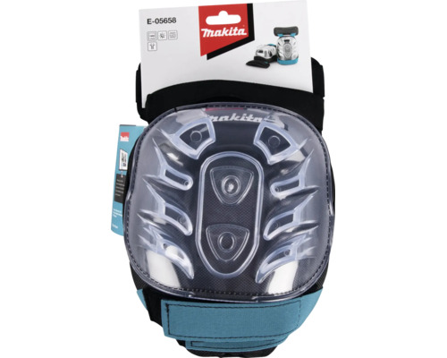 Genouillère Makita avec coque en plastique transparente et sangle réglable.