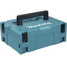 Coffret de transport Makita Makpac en plastique avec poignée et clips de fermeture.