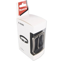 Ceinture en cuir véritable Makita E-05365 dans un emballage blanc avec fenêtre transparente sur la boucle.