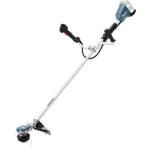 Makita Akku-Freischneider mit Zweihandgriff in Türkis und Silber.