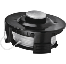 Bobine de fil pour coupe-bordure en plastique noir avec fil de nylon transparent.