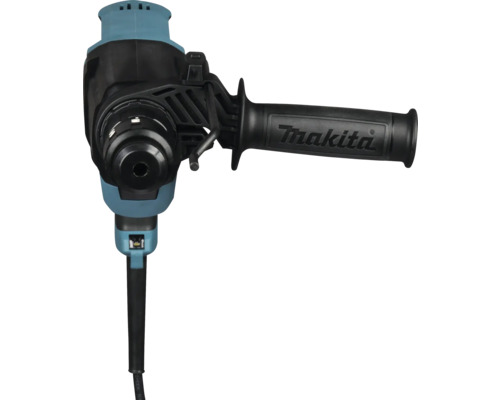 Makita Bohrhammer Vorderansicht mit Bohrfutter und Zusatzhandgriff mit Makita Logo.