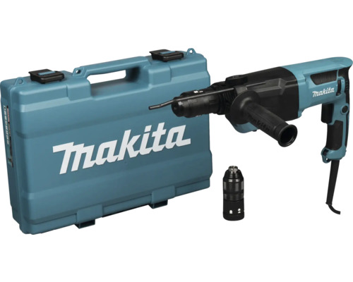 Makita Bohrhammer mit Transportkoffer und zusätzlichem Schnellspannbohrfutter.