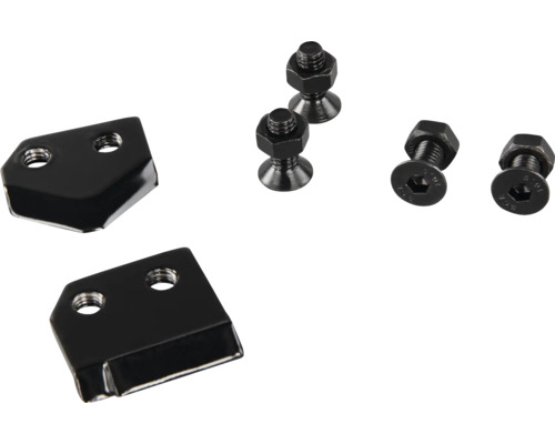 Schwarzes Ersatzmesser-Set aus Metall für Mähroboter mit vier Schrauben und Muttern.