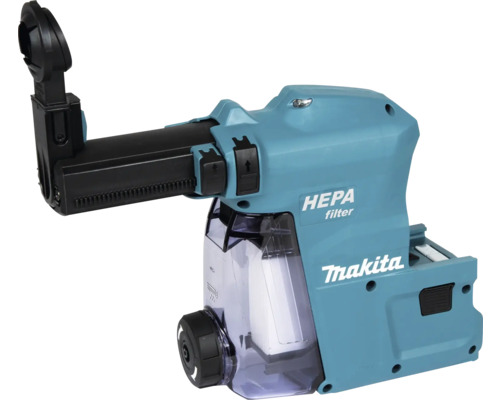 Système d aspiration de poussière Makita avec filtre HEPA et réservoir transparent pour marteaux perforateurs.
