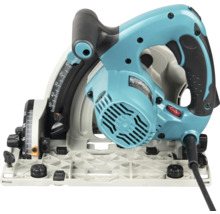 Makita Logo. Scie circulaire plongeante portative avec échelles pour la profondeur de coupe et l'angle d'inclinaison et poignée ergonomique.