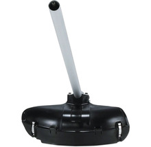 Capot de protection avec tube pour coupe-bordure, plastique noir et métal argenté