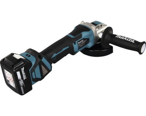 Makita Akku-Winkelschleifer 18 Volt mit Zusatzhandgriff und Schutzhaube.