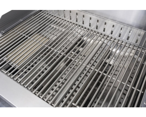 Détail d'une grille de barbecue en acier inoxydable