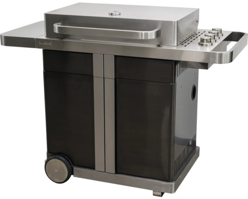Chariot de grill avec capot en acier inoxydable et panneau de commande