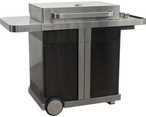 Chariot de barbecue Buschbeck avec couvercle en acier inoxydable et tablettes latérales