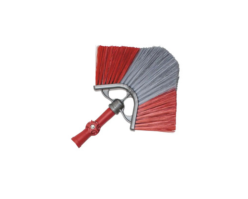 Fassadenbesen Bümag mit Knickgelenk Eckbesenkopf mit roten und grauen Borsten und verstellbarem Gelenk.