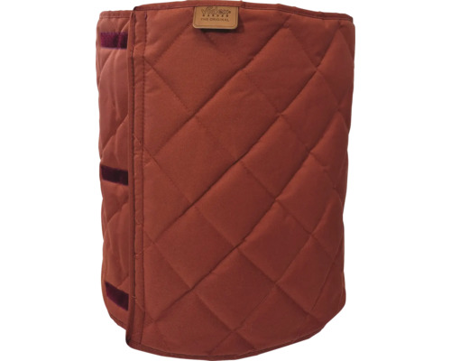 Protection hivernale Videx Garden pour plantes en pot en tissu matelassé avec fermeture velcro et Videx Garden Logo.