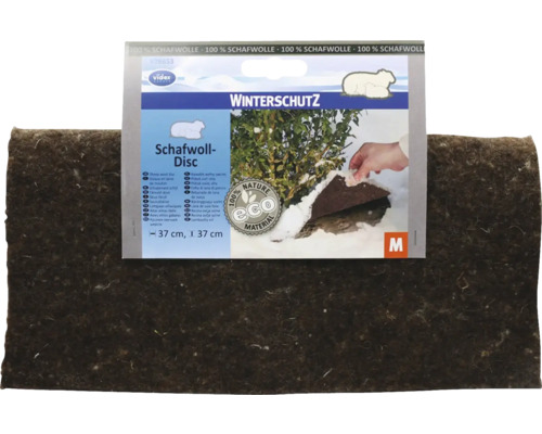Videx Logo, disque en laine de mouton pour protection hivernale, diamètre 37 centimètres, 100 pour cent laine de mouton, matériau écologique.