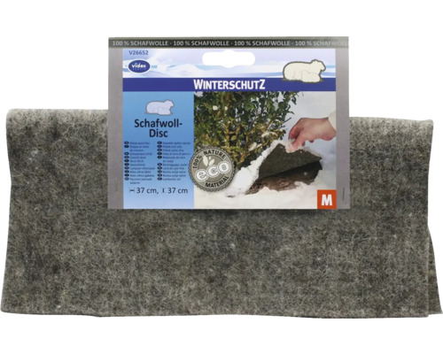 Disque de protection hivernale en laine de mouton pour plantes, matériau écologique, Videx Logo, diamètre 37 centimètres.
