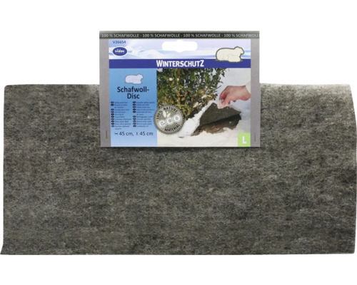 Logo Videx, disque de protection hivernale en 100 pour cent laine de mouton de 45 centimètres de diamètre et label Nature eco material.