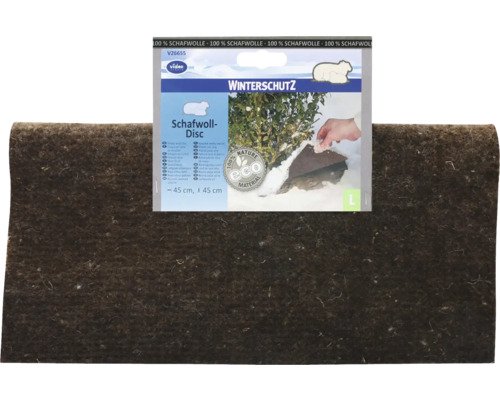 Disque en laine de mouton Videx pour protection hivernale, 100 pour cent laine de mouton, 45 centimètres de diamètre, brun