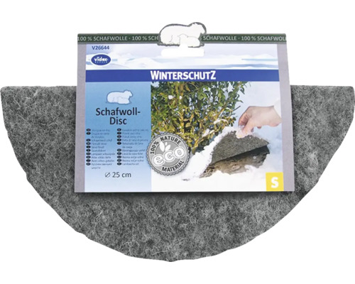 Videx Schafwoll-Disc für den Winterschutz von Pflanzen, 100 Prozent Schafwolle, Durchmesser 25 Zentimeter.