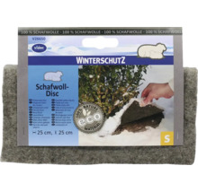 Disque en laine de mouton gris Videx pour la protection hivernale des plantes, 100 pour cent laine de mouton, diamètre 25 centimètres, Videx Logo.