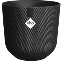 Pot de fleurs noir avec texture en losange et logo Elho