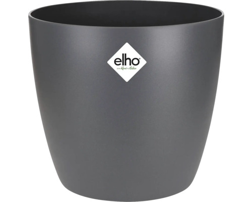 Grauer Blumentopf aus Kunststoff mit Elho Logo